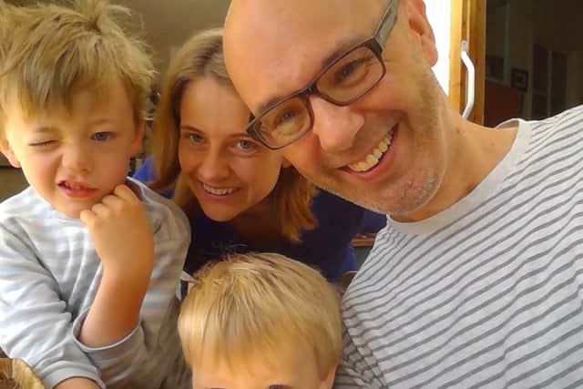 Joe Hammond who is dying of motor neuron disease and has written 33 letters to his sons Tom, six and Jimmy, two.