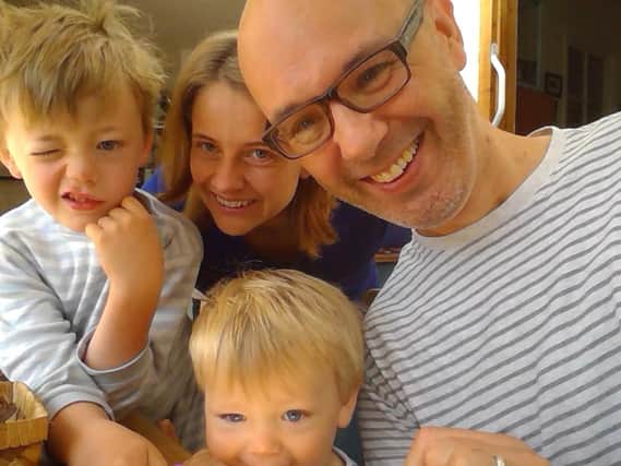 Joe Hammond who is dying of motor neuron disease and has written 33 letters to his sons Tom, six and Jimmy, two.
