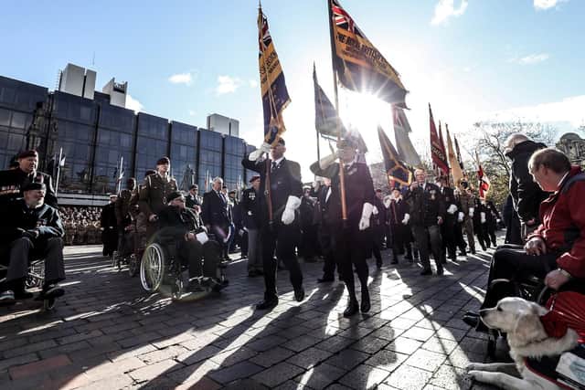 Veterans march during the Remembrance service in Portsmouth last year.
Photo: Royal Navy