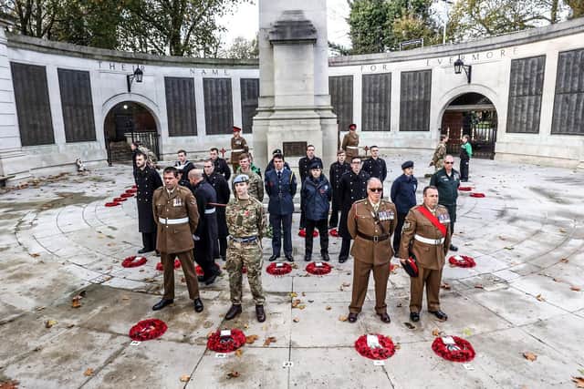 Personnel from the Royal Navy and Royal Marines at the Guildhall Square, Portsmouth during a Remembrance service last year
MoD copyright