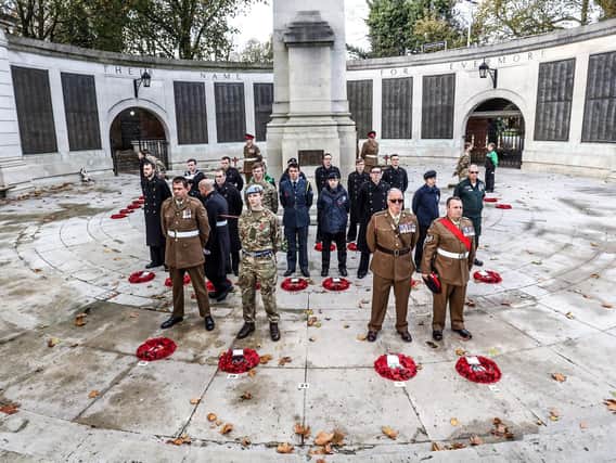 Personnel from the Royal Navy and Royal Marines at the Guildhall Square, Portsmouth during a Remembrance service last year
MoD copyright