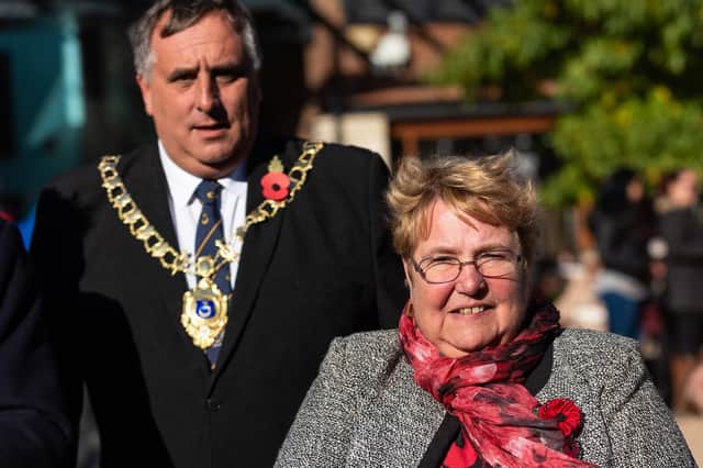 Launch of the Portsmouth Poppy Appeal at Gunwharf Quays - Portsmouth Poppy Appeal organiser Louise Purcell with Deputy Lord Mayor Cllr David Fuller Picture: Vernon Nash (180681-008)