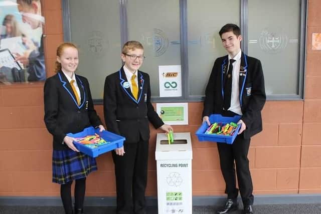 Miltoncross Academy pupils show off the recycling point. Picture: Supplied