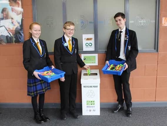 Miltoncross Academy pupils show off the recycling point. Picture: Supplied