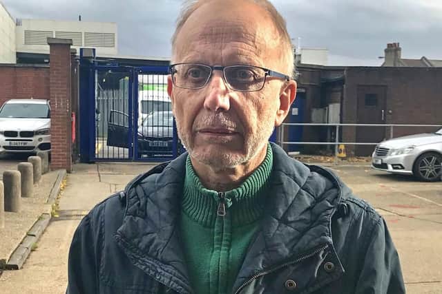 Simon Gouldstone speaking to the media outside Edmonton police station after his father Peter Gouldstone was attacked and robbed in his own home. Picture: Thomas Hornall/PA Wire