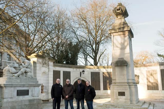 Gareth Lewis, Chris Pennycook, Alan Laishley and Bob Beech from Pompey Pals at the cenotaph