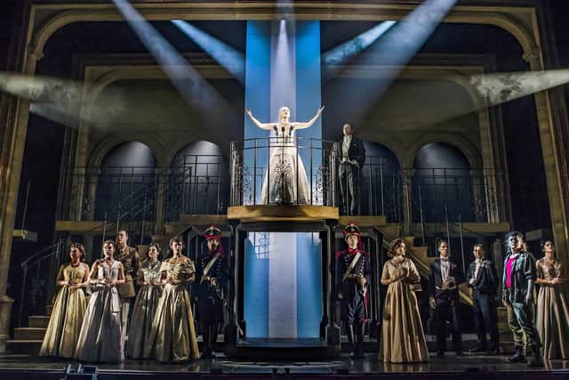 Lucy O'Byrne stars as Eva Peron in Evita, at The Kings Theatre, November 2018. Picture by Pamela Raith