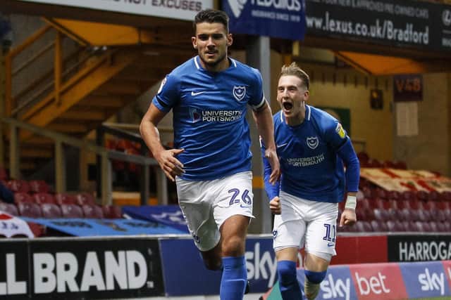Gareth Evans celebrates scoring the winner against Bradford Picture: Daniel Chesterton