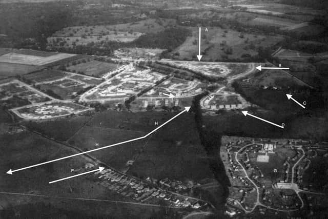 Leigh Park estate after initial building. Here are the very early roads and houses, about 1950.