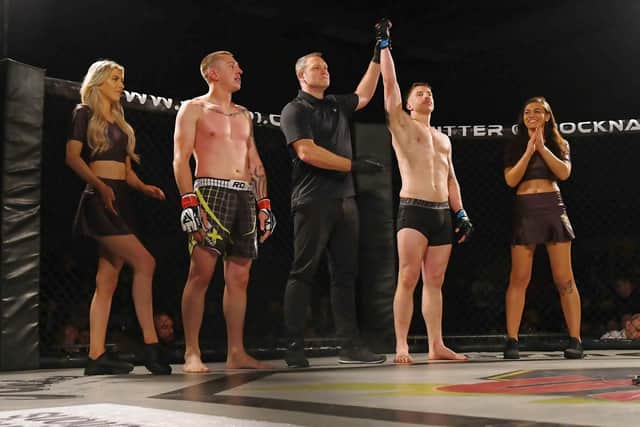 Gwyn Barry defeated Gareth Hales at Shock N Awe 27 at the Mountbatten Centre
Picture: Neil Marshall (180423-214)