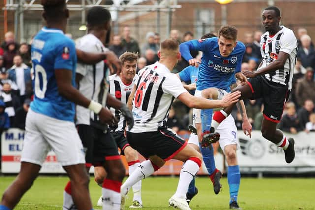 Ben Thompson gave Pompey a 43rd-minute lead Picture: Joe Pepler