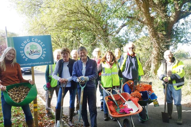 The Save Long Copse Lane campaign group planted 8,000 mixed spring bulbs along the lane in Emsworth hoping for a big bloom in spring