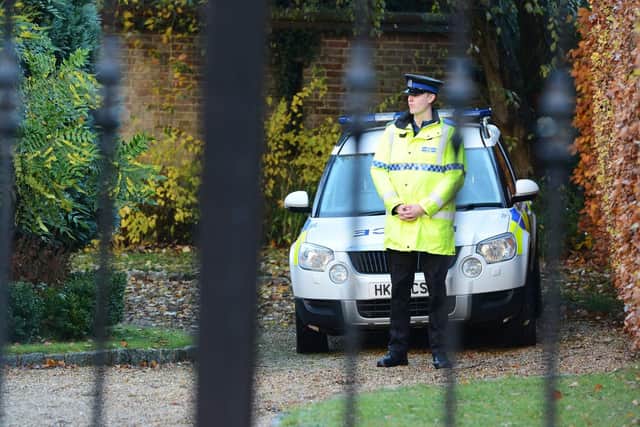 Police presence at Sheet Common House near Petersfield where a body has been found in the grounds. Picture: Morten Watkins/Solent News & Photo Agency UK +44 (0) 2380 458800