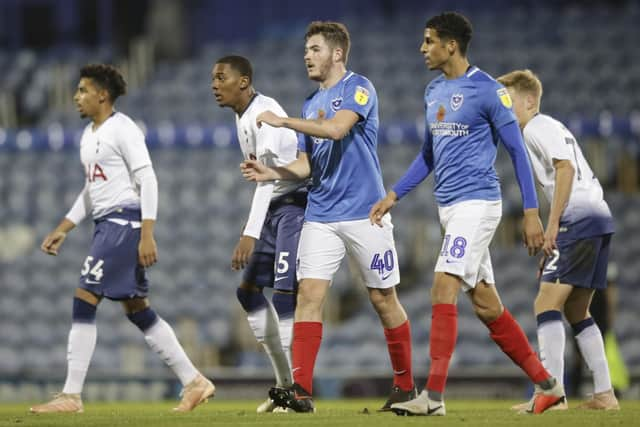 Bradley Lethbridge made his Pompey debut in the Checkatrade Trophy tie with Spurs under-21s at Fratton Park. Picture: Robin Jones/Digital South