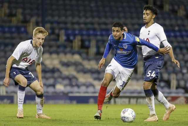 Louis Dennis made his Fratton Park debut against Spurs' under-21s. Picture: Robin Jones