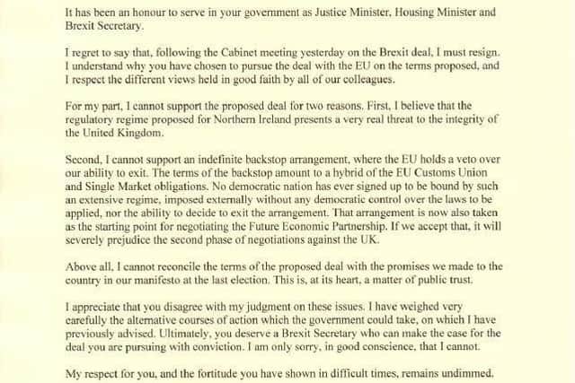 Dominic Raab's resignation letter. Picture: @DominicRaab/PA Wire