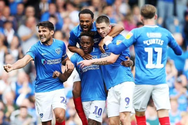 Gareth Evans, Jamal Lowe, Oli Hawkins and Ronan Curtis are all vying for Pompey's golden boot. Picture: Joe Pepler