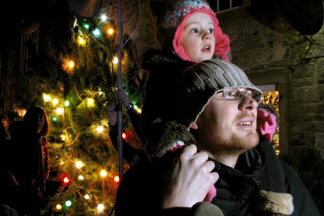 Father and daughter at a Christmas light switch on. Picture: David Bocking