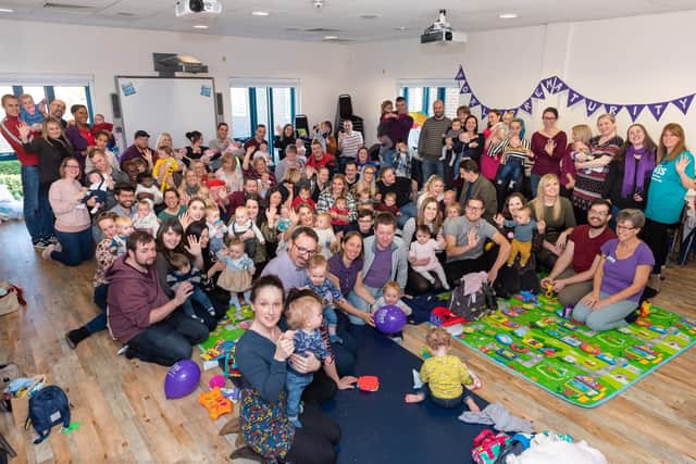 The parents, babies and Family Support Team. Picture: Vernon Nash (180683-007)