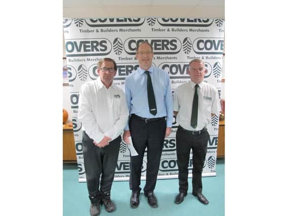 Two employees at Covers have celebrated 70 years combined service
Simon Willers and Colin Taylor have served 40 years and 30 years respectively at the timber and builders merchant on Quarry Lane. They were each presented with a gift for their loyalty and commitment by Covers chairman, Rupert Green. 

From left, Simon Willers  Rupert Green and Colin Taylor 

Submitted November 2018