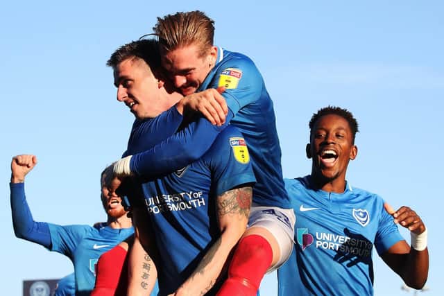 Oli Hawkins celebrates his goal against Fleetwood. Picture: Joe Pepler