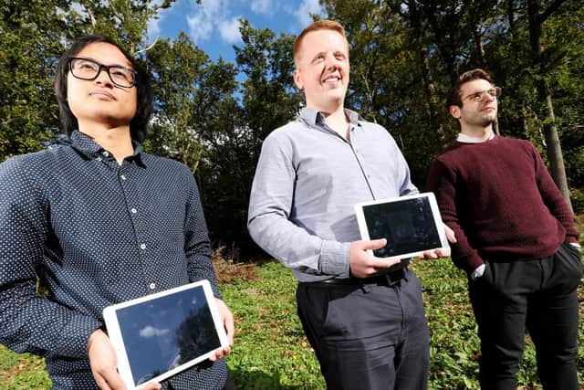 Founders from left, Christian Ray Leovido, MD Blake Powell and James Murray. Accent IT Ltd, Wickham Picture: Chris Moorhouse Friday 26th October 2018 FOR EDITORIAL USE ONLY