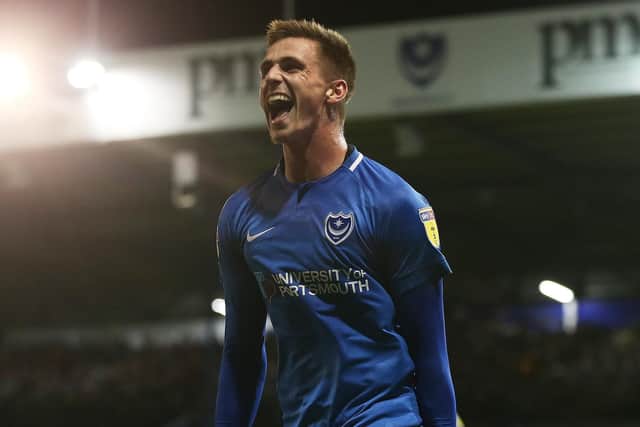 Oli Hawkins celebrates his goal against Burton. Picture: Joe Pepler
