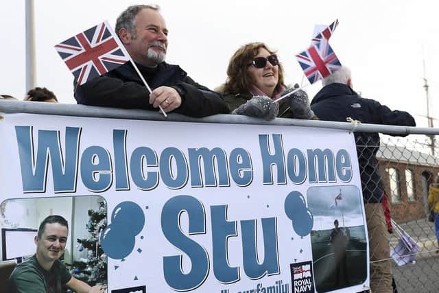 Phil (left) and Wendy (right) Brooks, awaiting the return of their son from his time away on HMS Diamond.
