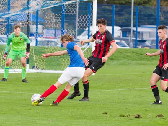 Oscar Johnston was on target for Pompey Academy. Picture: Duncan Shepherd