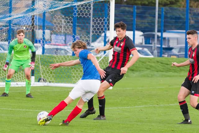 Oscar Johnston was on target for Pompey Academy. Picture: Duncan Shepherd