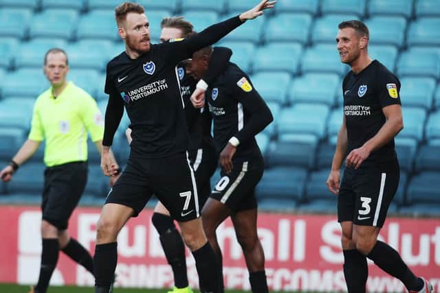 Tom Naylor celebrates after opening the scoring against Scunthorpe. Picture: Joe Pepler/Digital South