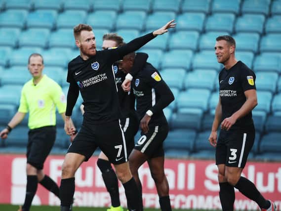 Tom Naylor celebrates after opening the scoring against Scunthorpe. Picture: Joe Pepler/Digital South