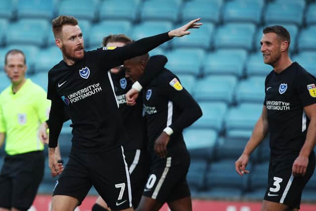 Tom Naylor celebrates scoring against Scunthorpe following Ronan Curtis' right-wing corner. Picture: Joe Pepler