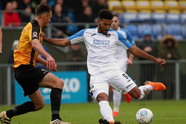 Jonah Ayunga shone and scored a goal on his debut for the Hawks in the victory against Maidstone. Picture: Chris Moorhouse