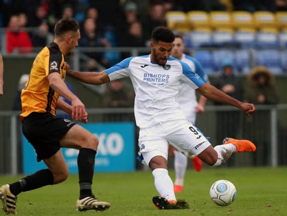 Jonah Ayunga shone and scored a goal on his debut for the Hawks in the victory against Maidstone. Picture: Chris Moorhouse