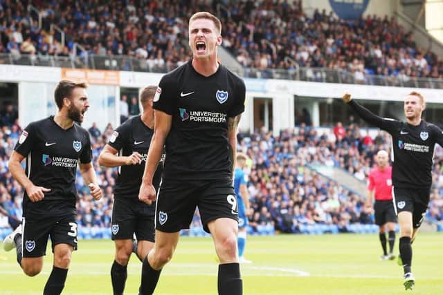 Oli Hawkins has set a new year goal for Pompey to take a giant step towards promotion. Picture: Joe Pepler