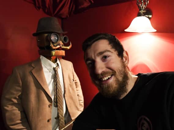 Gareth Beeston seen here in the company of Tommy Automaton. Picture:  Malcolm Wells (181121-7169)