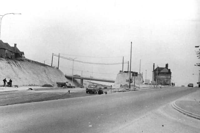 Looking south towards the George Inn on the old road. The cutting to the east opened in summer 1968. Picture: Tony Triggs