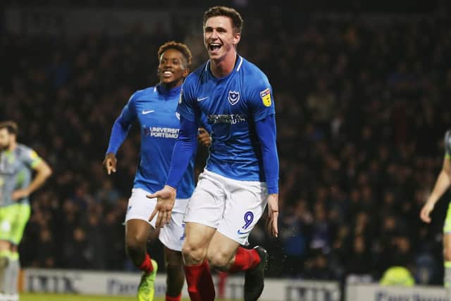 Oli Hawkins celebrates scoring against Walsall on Tuesday evening. Picture: Joe Pepler
