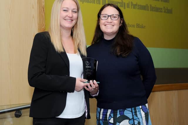 Representatives from Hudson Blake collect their award. Picture: Sarah Standing