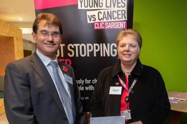 Paul Foster with Clic Sargent volunteer and Corinne
