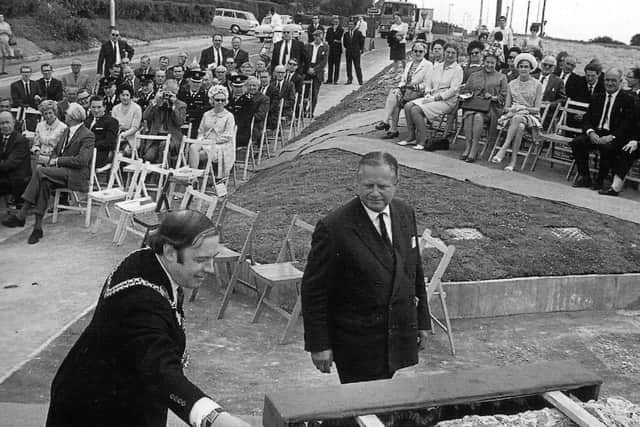 The Lord Mayor of Portsmouth,  Councillor Freddie Emery-Wallace opening the new George Inn bypass cutting on July 19, 1968. Picture: Tony Triggs.