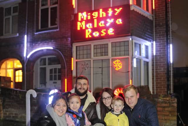 Damon Vincent (far right) with, from left:  Malaya's parents Kristine and Buster Rose and Damon's partner Lauren Wootten and their son Oliver Vincent (two).  
Picture Ian Hargreaves  (181128-1)