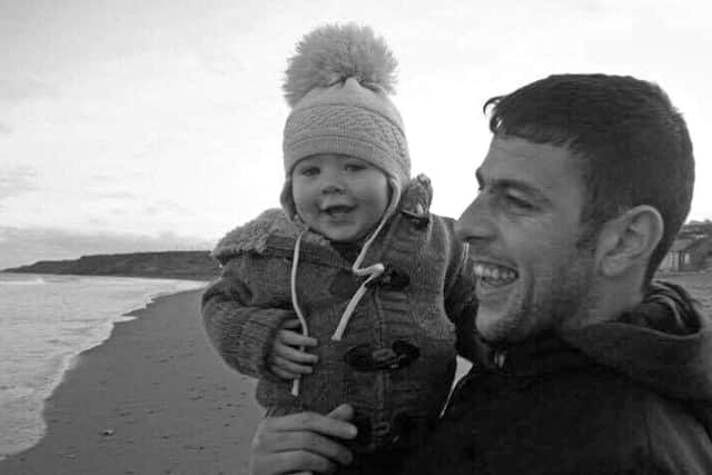 Jase Hyndman with his dad James Hyndman, who died in 2014. Picture: Teri Copland/PA Wire
