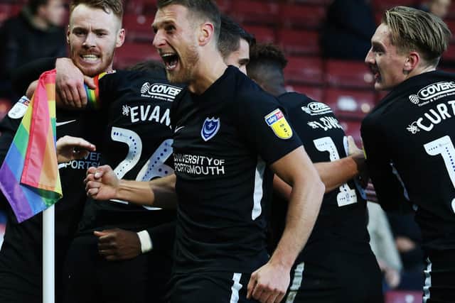 Pompey celebrate at Scunthorpe