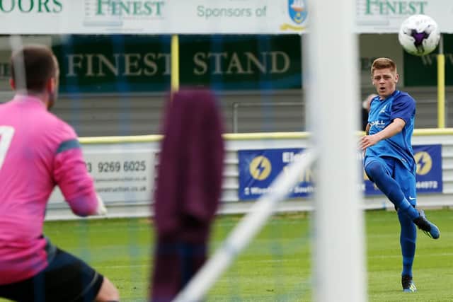 Callum Dart scored twice in Baffins' 3-1 win at Bradford Town Picture: Chris Moorhouse