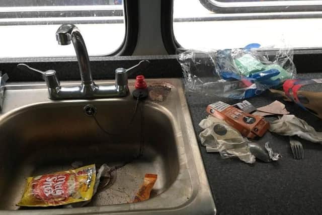 Mess was left in the bus. Picture: Joanne and Sammy