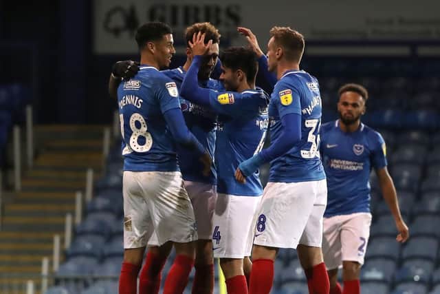 Andre Green, centre, gets the plaudits following his late winner against Arsenal under-21s Picture: Sean Ryan