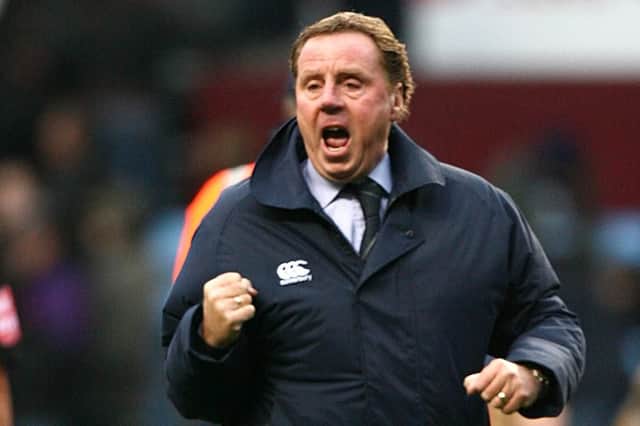 Pompey manager Harry Redknapp celebrates victory at Aston Villa