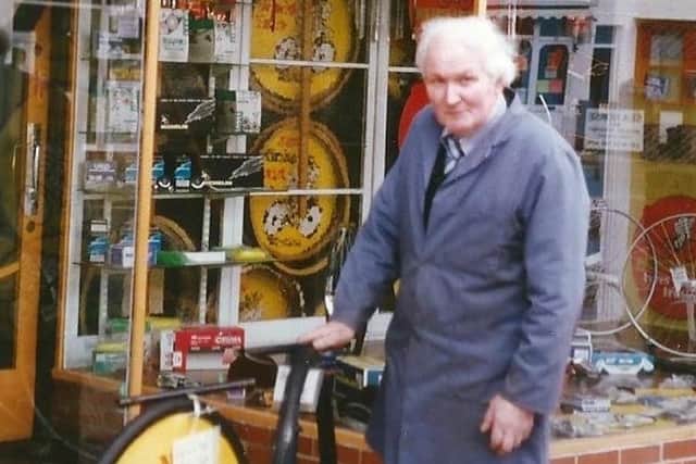 When Lake Road was demolished Heywoods cycles moved to Copnor Road. This is Ron Heywood, the son of the original owner.